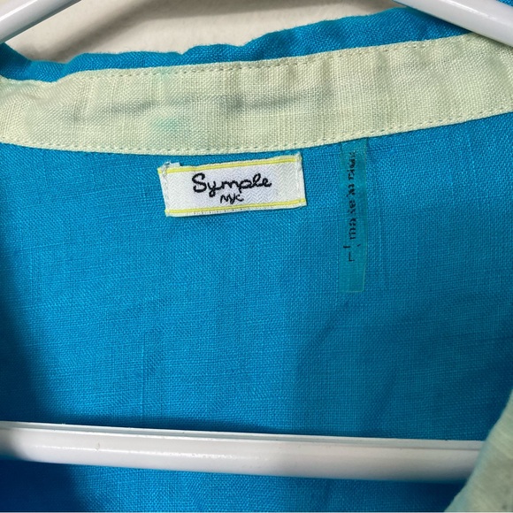 Symple NYC light blue 100% linen button up shirt womens L lagenlook - Picture 5 of 9